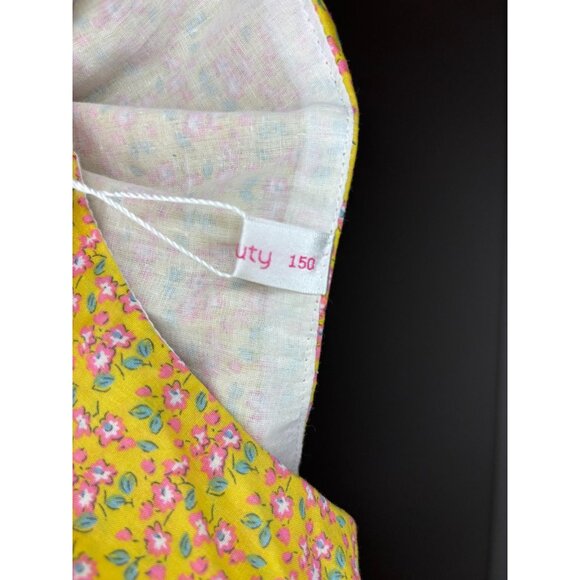 RELIBEAUTY NEW Yellow Floral Long Slv Dress Prairie Girls 150 (12) Lace Bonnet - Picture 10 of 11